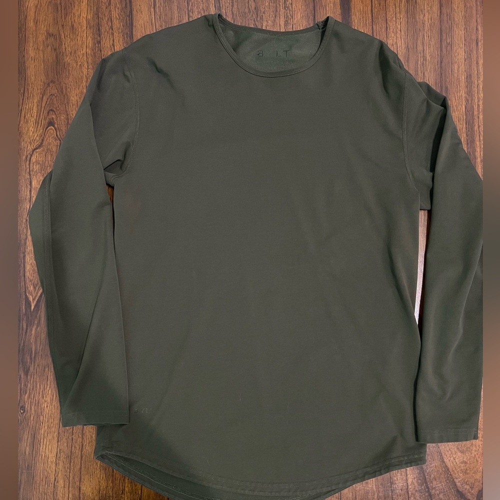 BYLT Drop-Cut Long Sleeve: LUX;
Color: Green; Size: Medium